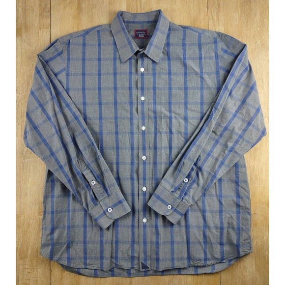 Untuckit Shirt Mens 2XL XXL Blue Plaid 100% Cotton‎ Long Sleeve Comfort - Picture 2 of 5